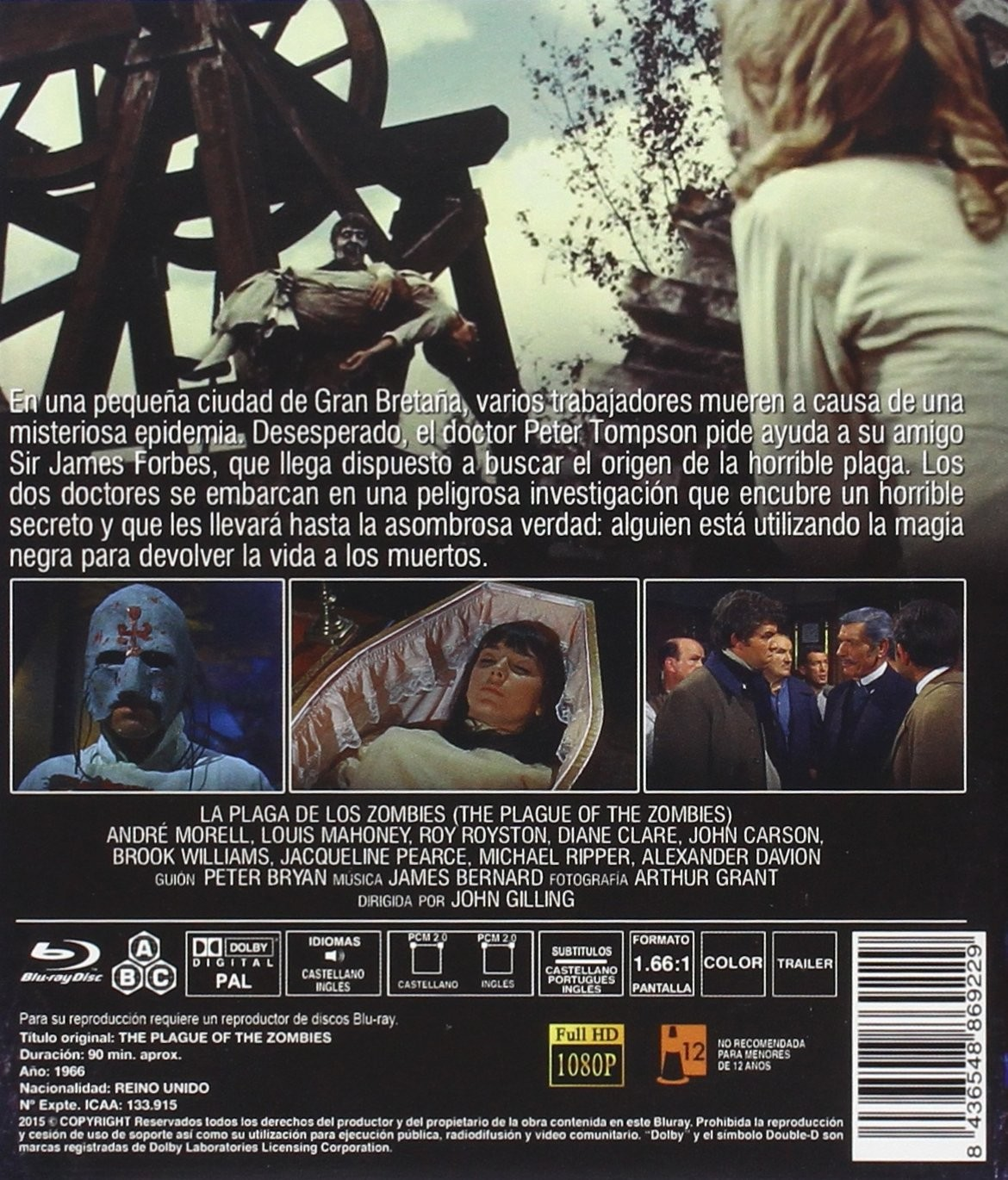 Carátula de Blu-ray de La plaga de los zombis con escenas, reparto, sinopsis y detalles técnicos.