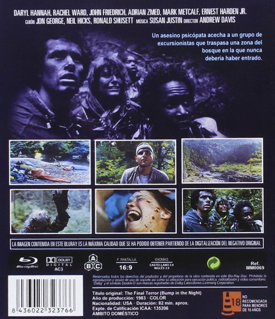 Contraportada del Blu-ray de The Final Terror con fotogramas, reparto, sinopsis y detalles técnicos.