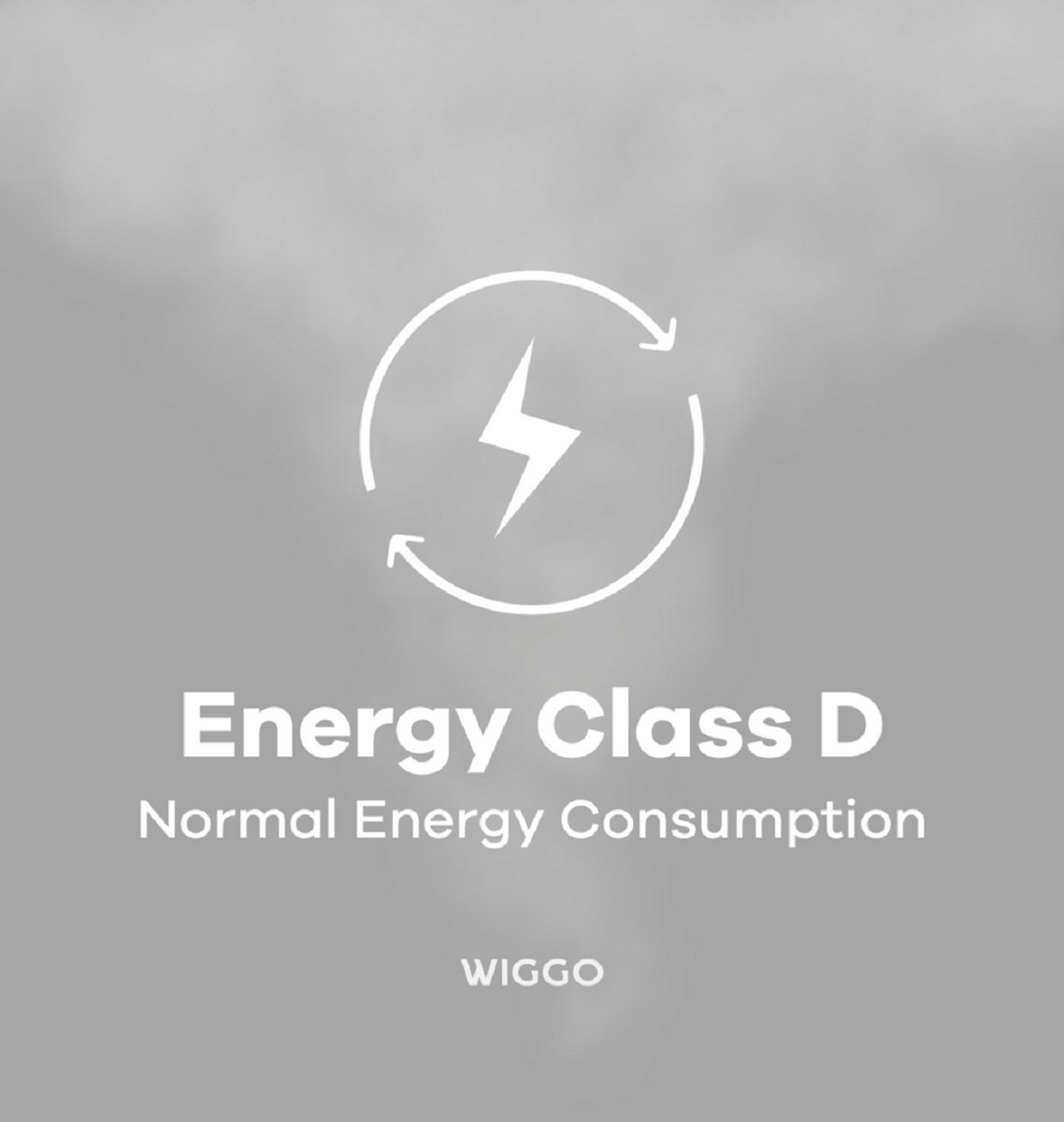 Energy Class D icon with lightning bolt on a grey background.