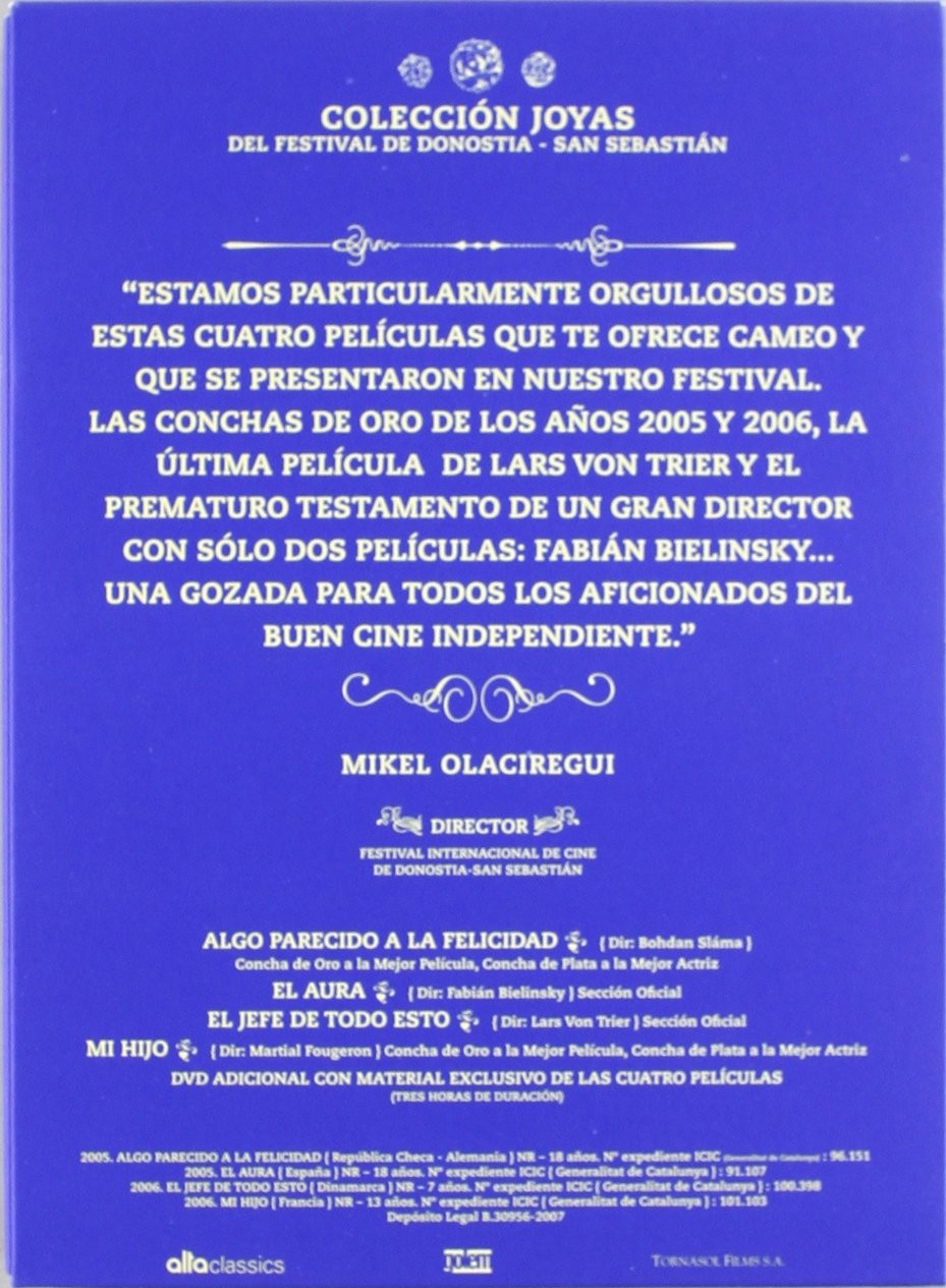 Caja de DVD azul con texto amarillo sobre el festival de cine de San Sebastián.