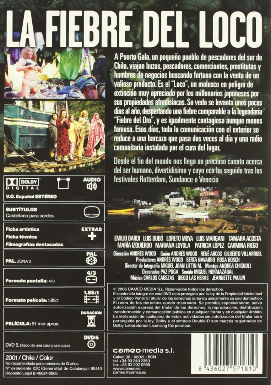 Contraportada del DVD 'La Fiebre del Loco' con fotogramas, sinopsis, reparto y datos técnicos.