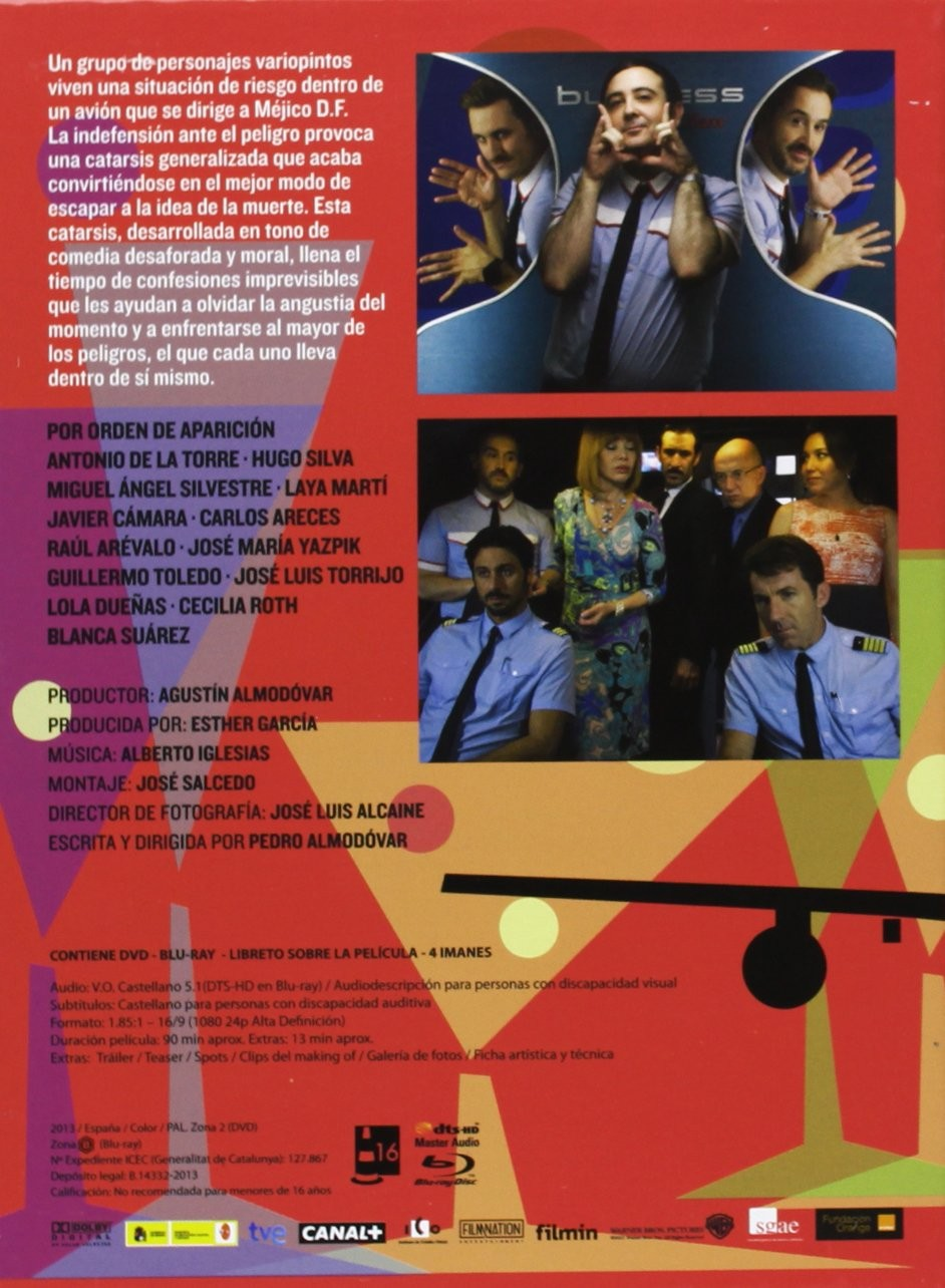 Contraportada de DVD con información de la película, reparto y fotogramas sobre fondo rojo.