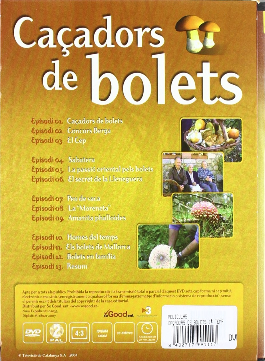 Contraportada de DVD con texto, imágenes de setas, lista de episodios y código de barras.