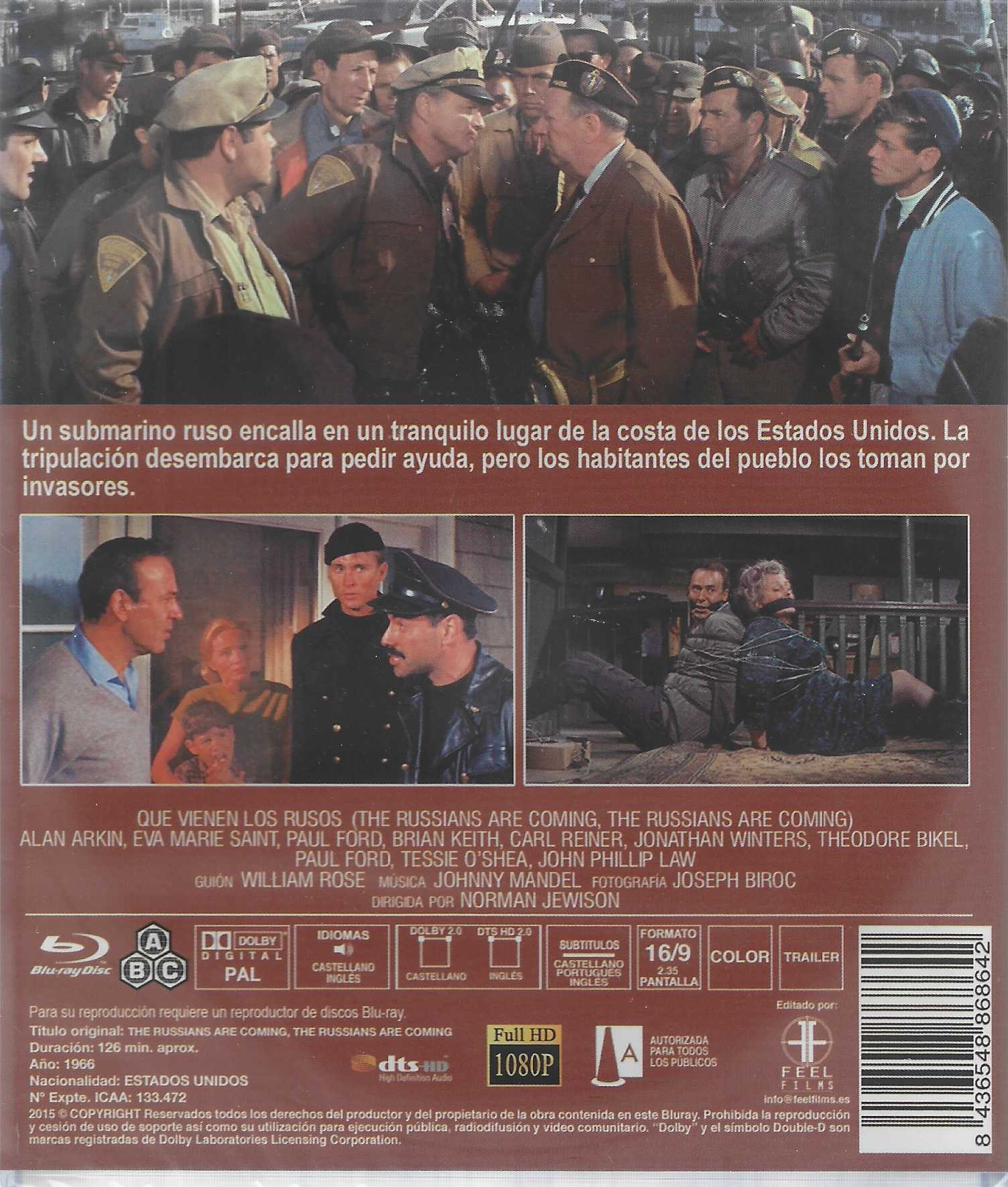 Contraportada de un Blu-ray con fotogramas y texto de la película 'The Russians Are Coming'.