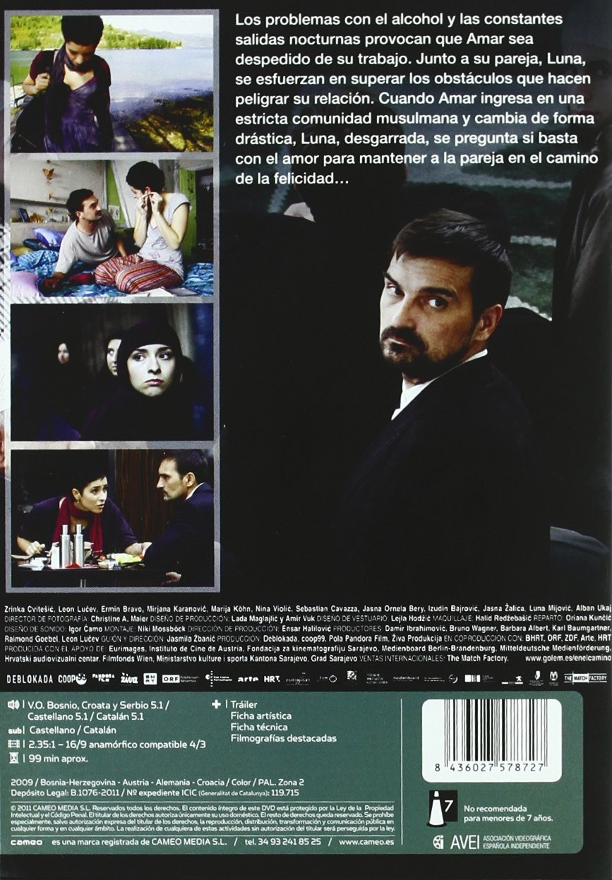 Contraportada de DVD con sinopsis, reparto y fotos de escenas de un drama romántico.