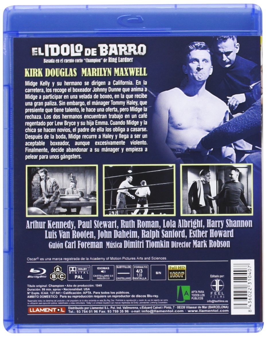 Contraportada del Blu-ray El ídolo de barro con fotogramas, sinopsis y detalles del reparto.