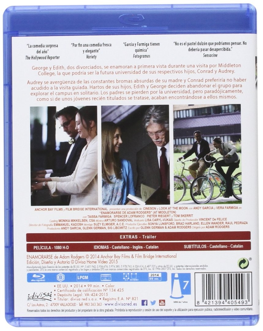 Contraportada de un estuche de Blu-ray con detalles de la película, imágenes y texto en español.