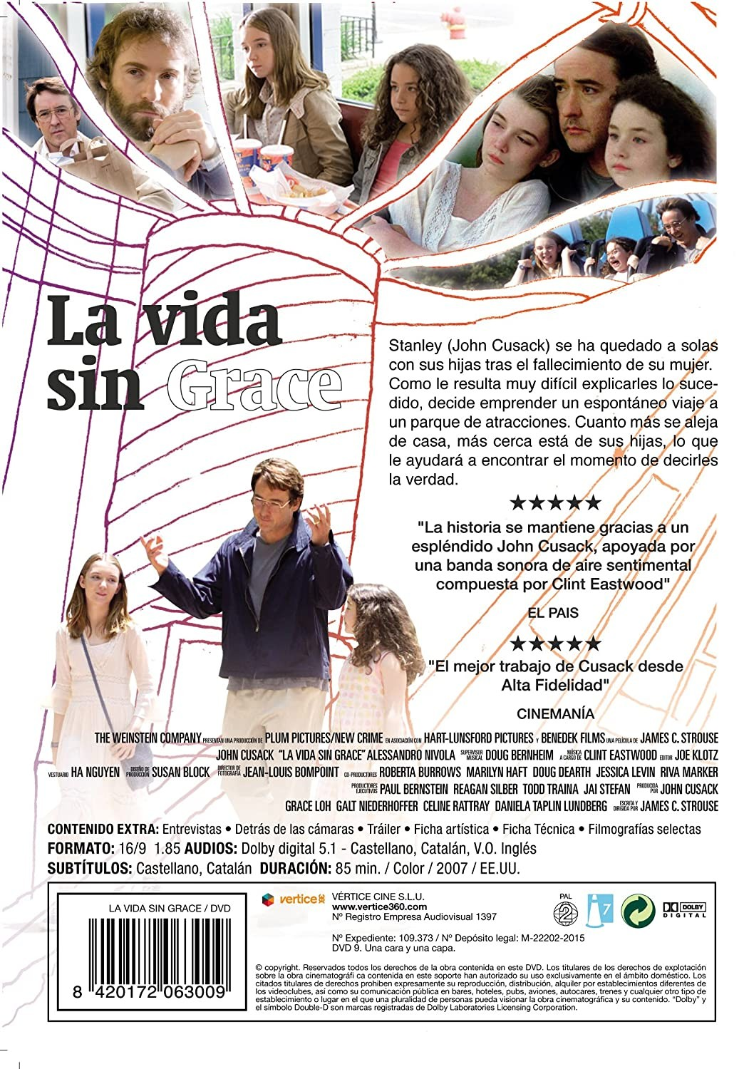 Cartel de la película La vida sin Grace con John Cusack, sus hijas y sinopsis.
