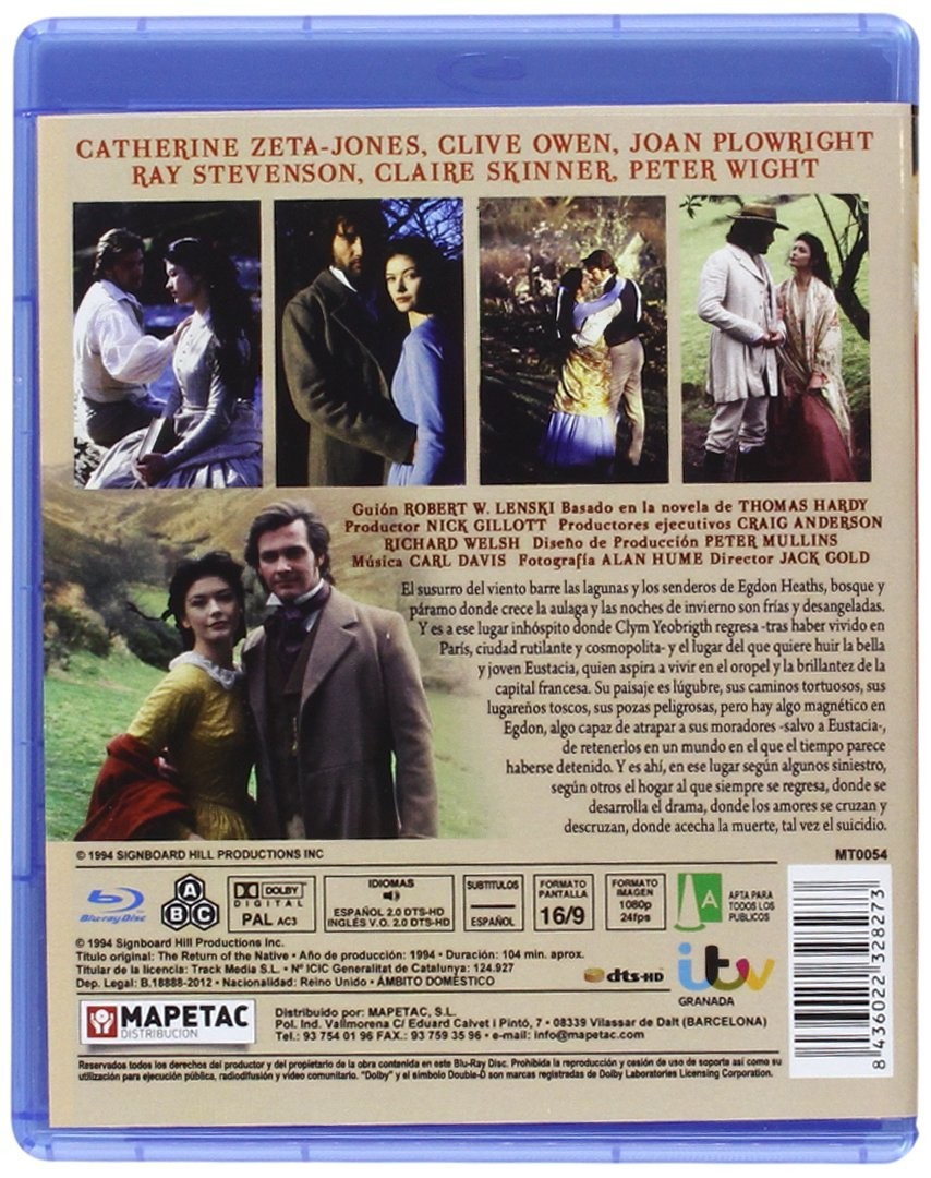 Contraportada de Blu-ray de The Return of the Native con fotogramas, reparto y sinopsis en español.