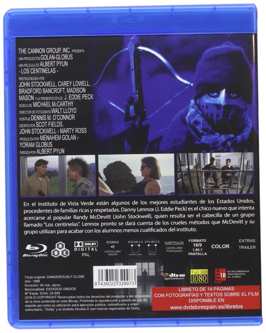 Contraportada de un estuche de Blu-ray con detalles de la película, reparto, sinopsis y tres fotogramas.