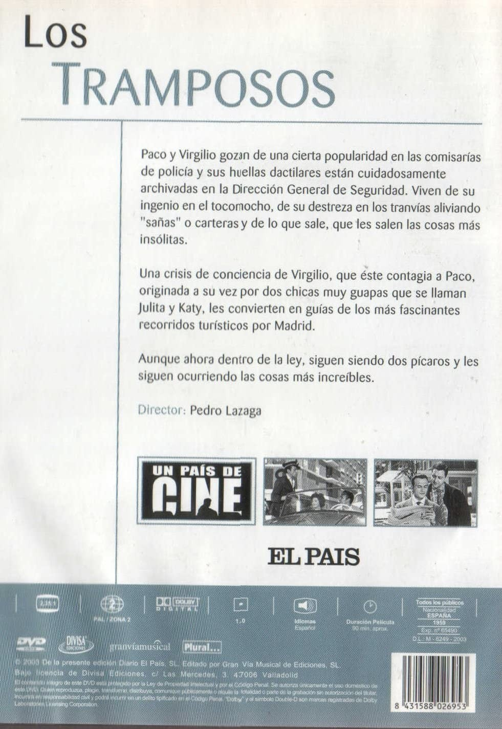 Carátula de la película Los Tramposos con sinopsis, el director Pedro Lazaga y pequeñas escenas.