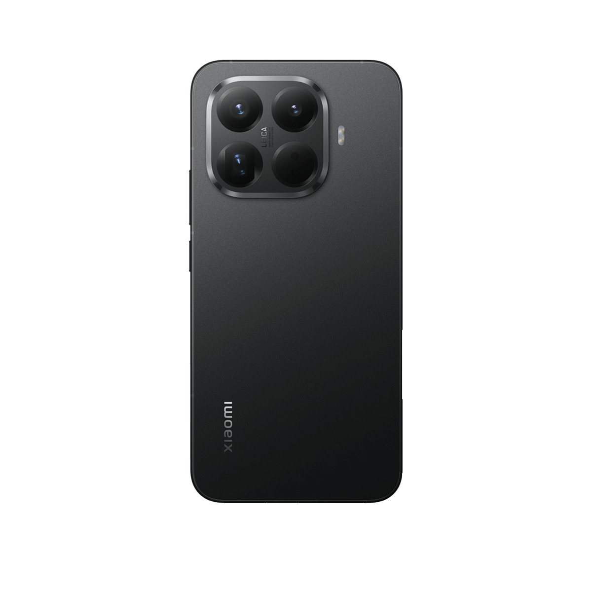 Rückseite eines schwarzen Xiaomi-Smartphones mit quadratischem Vierfachkamera-Modul und Leica-Branding.