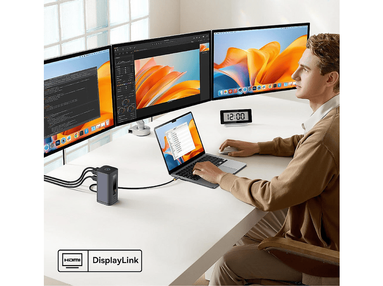 BASEUS Spacemate Serisi 11'i 1 3 Monitör 2xHDMI 1xDP 4K 60Hz 3xUSB-A/C 10 Gbps 1 Gbps Ethernet 100 W PD
