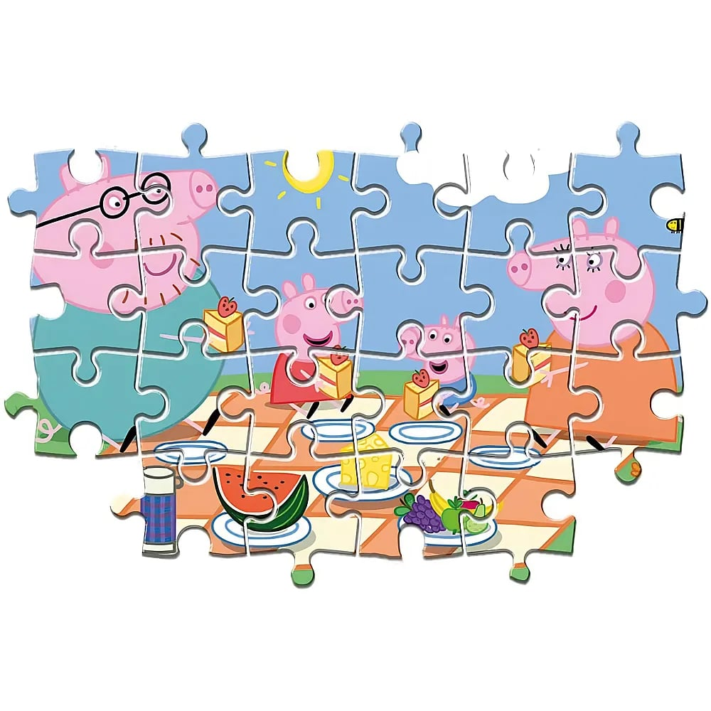Un rompecabezas de Peppa Pig muestra a personajes haciendo un picnic.