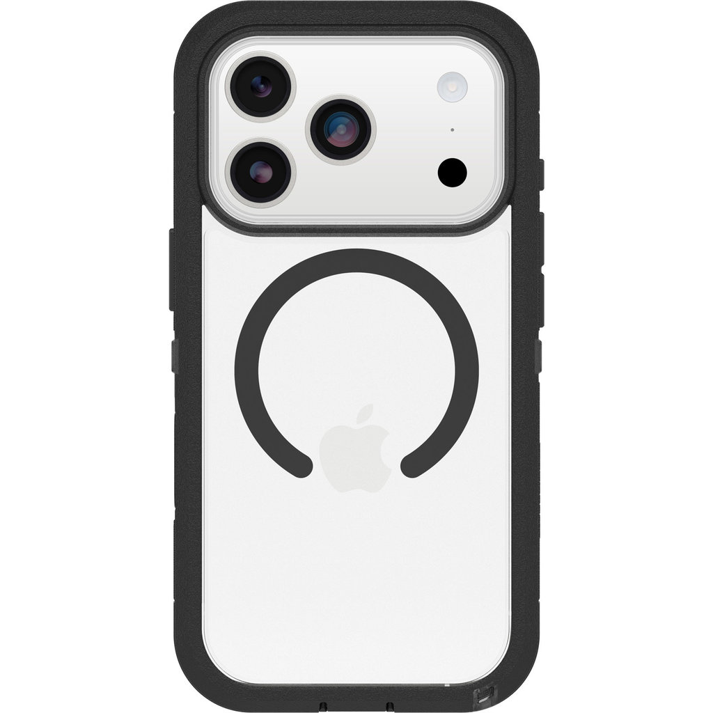 Rückansicht eines iPhones in einer Schutzhülle mit einer kreisförmigen magnetischen Halterung.