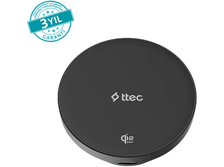 TTEC AirCharger Pro 2 Hockey Qi2.2/MagSafe Özellikli 25W iPhone/Android Kablosuz Hızlı Şarj Cihazı Siyah