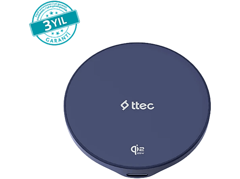 TTEC AirCharger Pro 2 Touch Qi2.2/MagSafe Özellikli 25W iPhone/Android Kablosuz Hızlı Şarj Cihazı Mavi