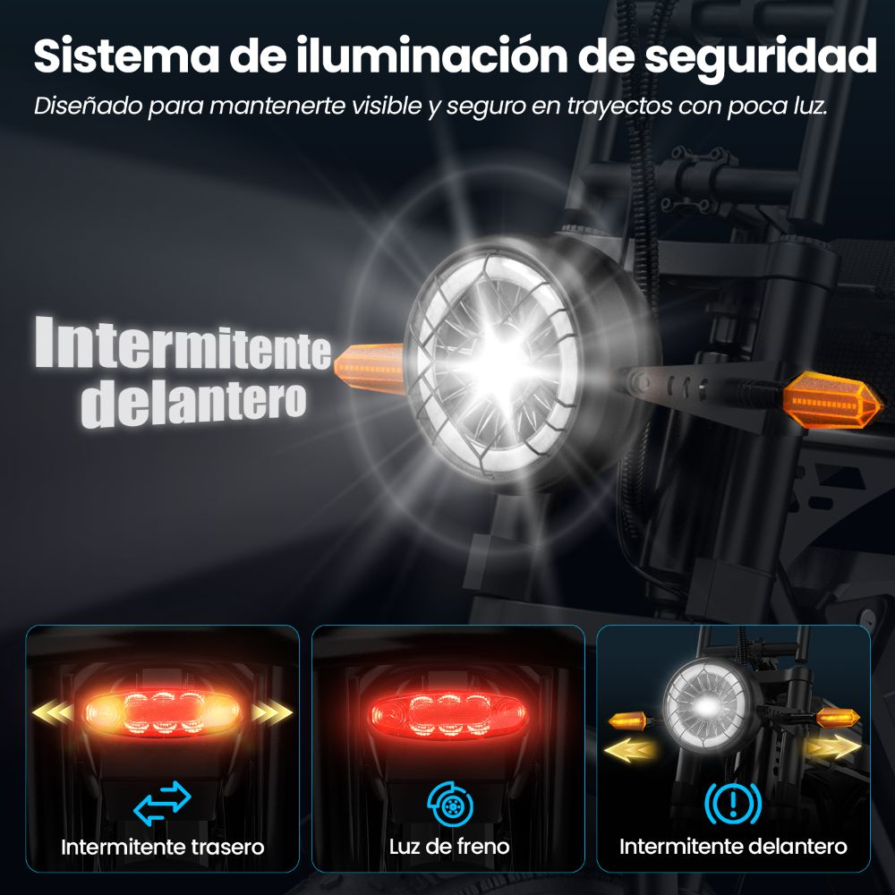 Sistema de iluminación con faro brillante e intermitentes.