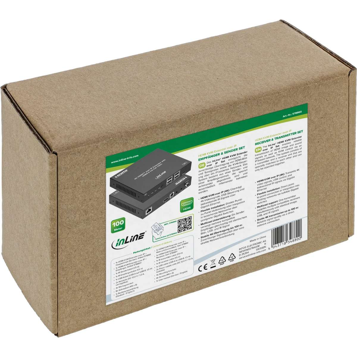 INLINE 57886G Extender over IP, HDMI 4K/60Hz, 100m, Set ...