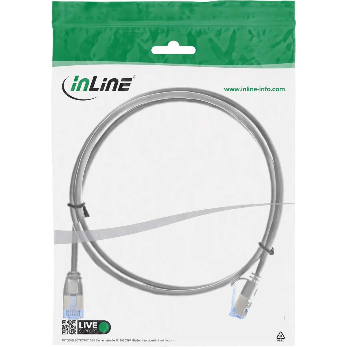 INLINE 71901 slim, U/FTP PiMf, Cat.6A, 1 m, Netzwerkkabel, 1 Meter ...