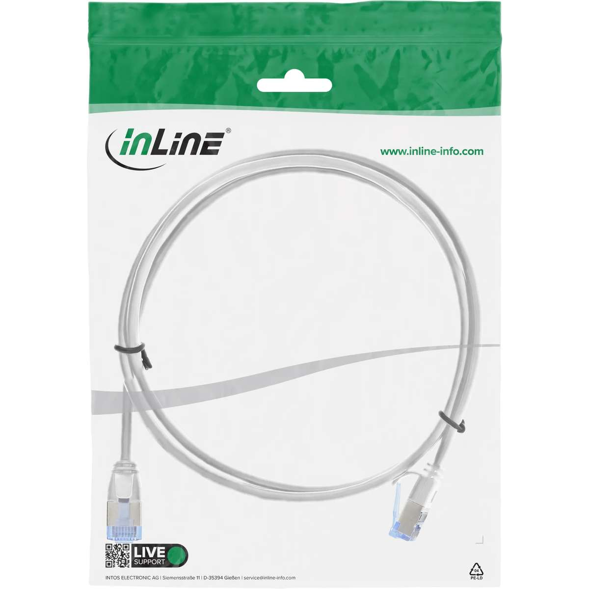 INLINE 71902W slim, U/FTP PiMf, Cat.6A, 2 m, Netzwerkkabel, 2 Meter ...