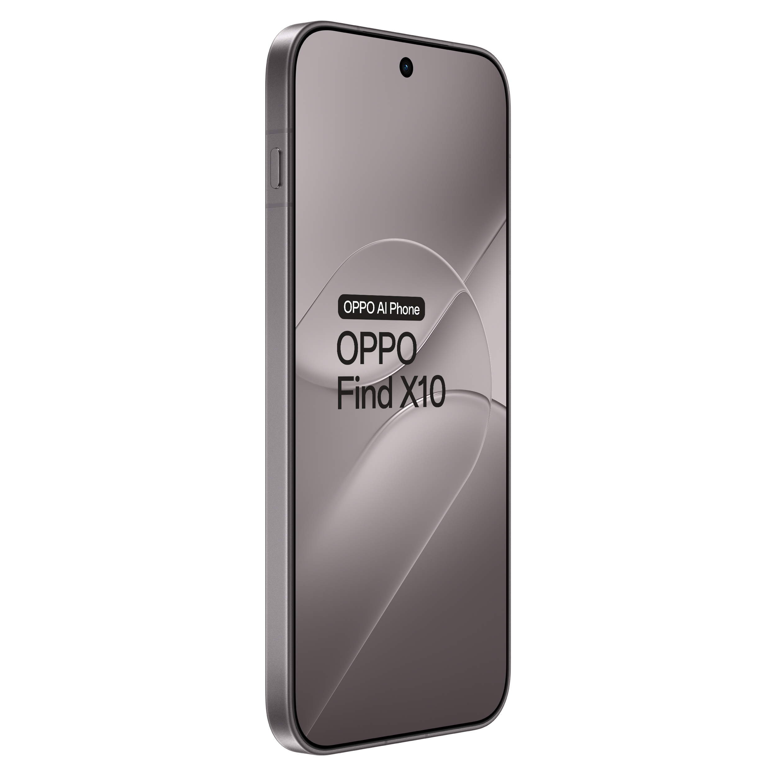 Oppo Find X10 smartphone on a black background with curved screen and text Oppo AI Phone.