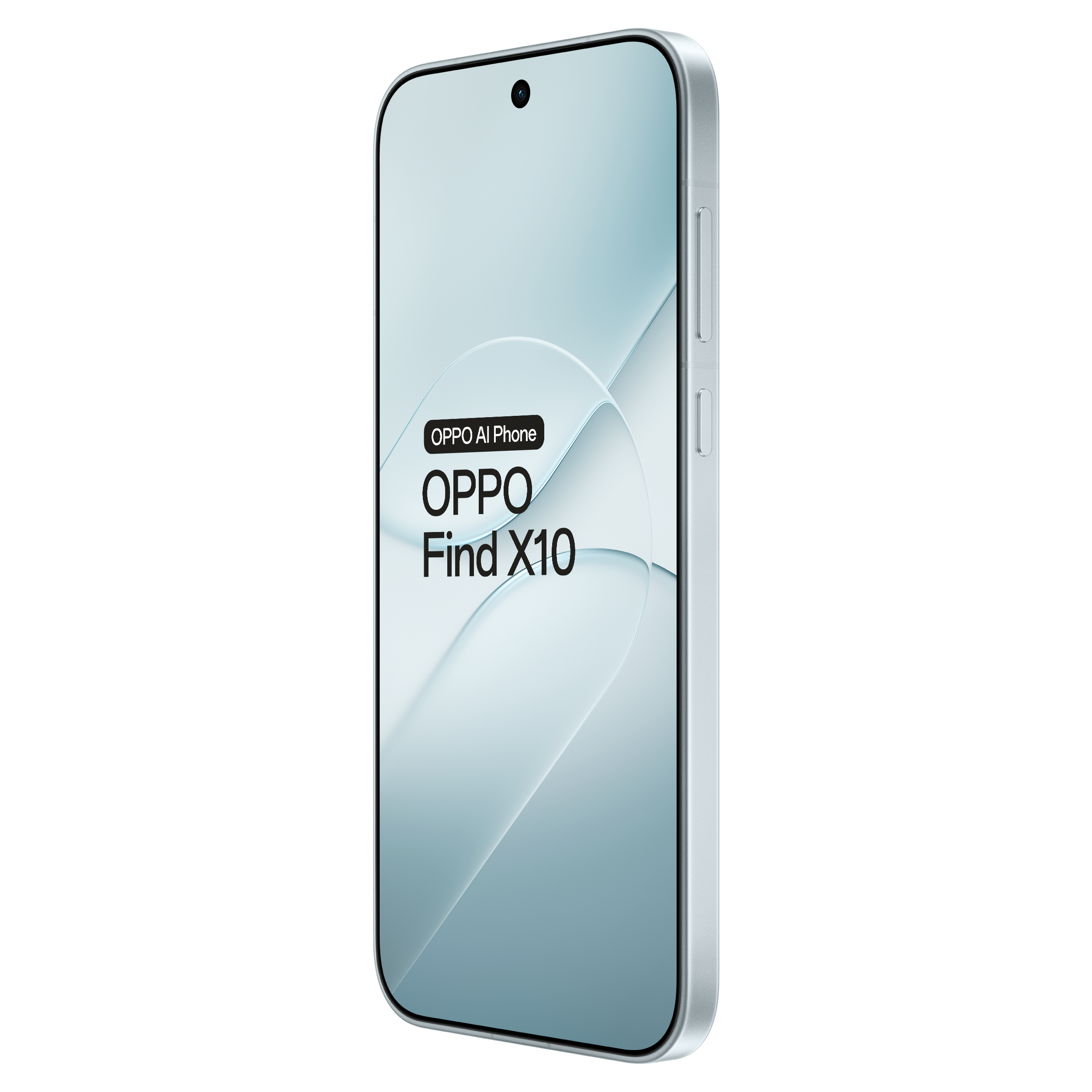 Oppo Find X10 smartphone on a black background with a bright display.
