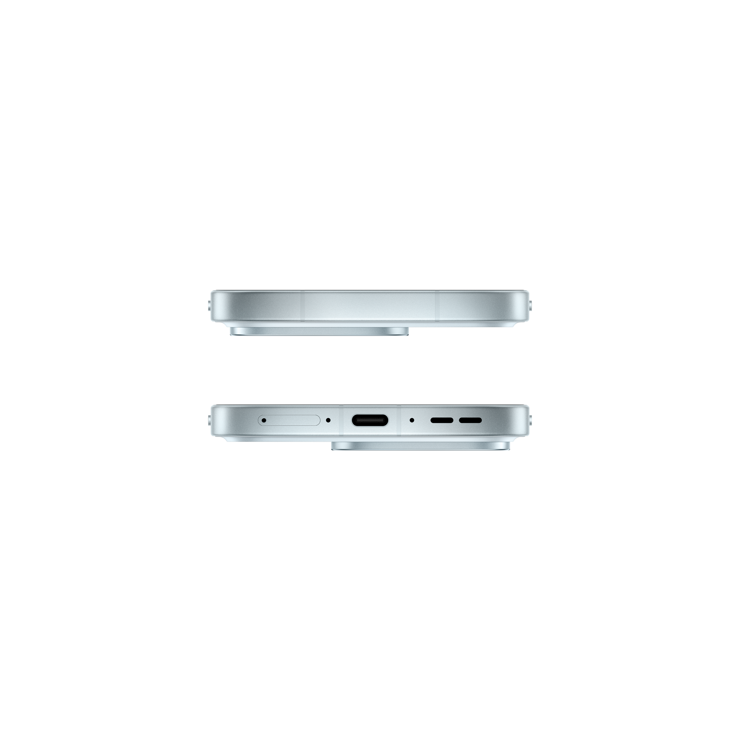 The silver bottom and top edges of a smartphone against a black background.