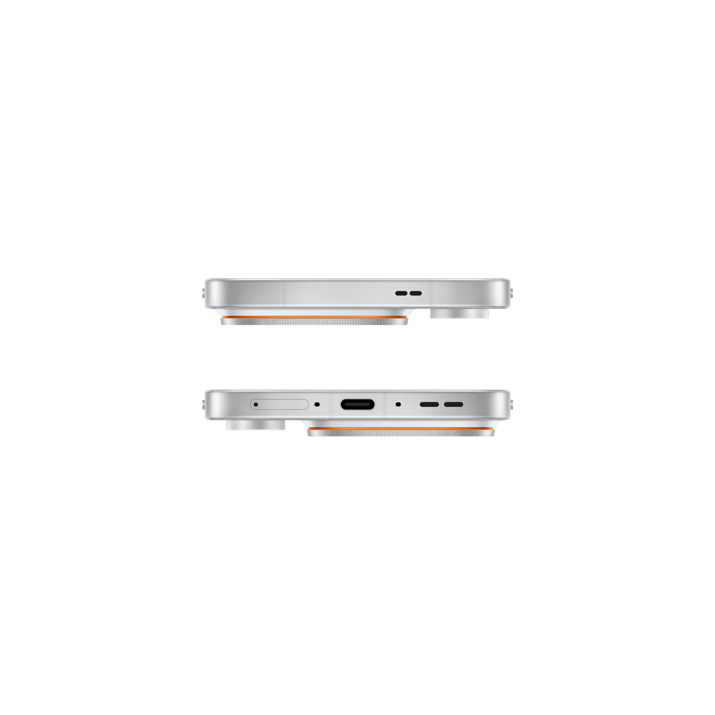 Silver smartphone edges shown from top and bottom against a black background.