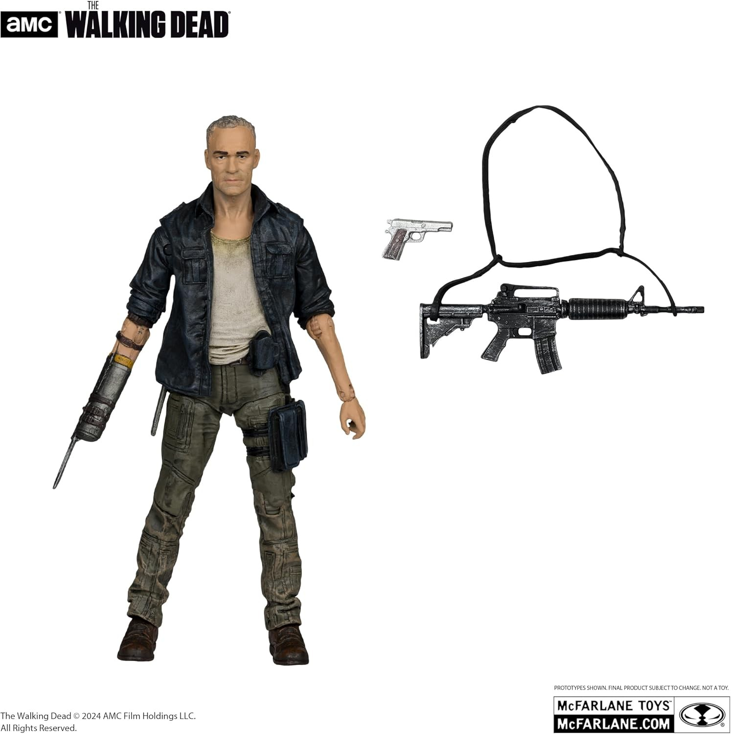 Figura de acción de Negan de The Walking Dead con armas y accesorios.