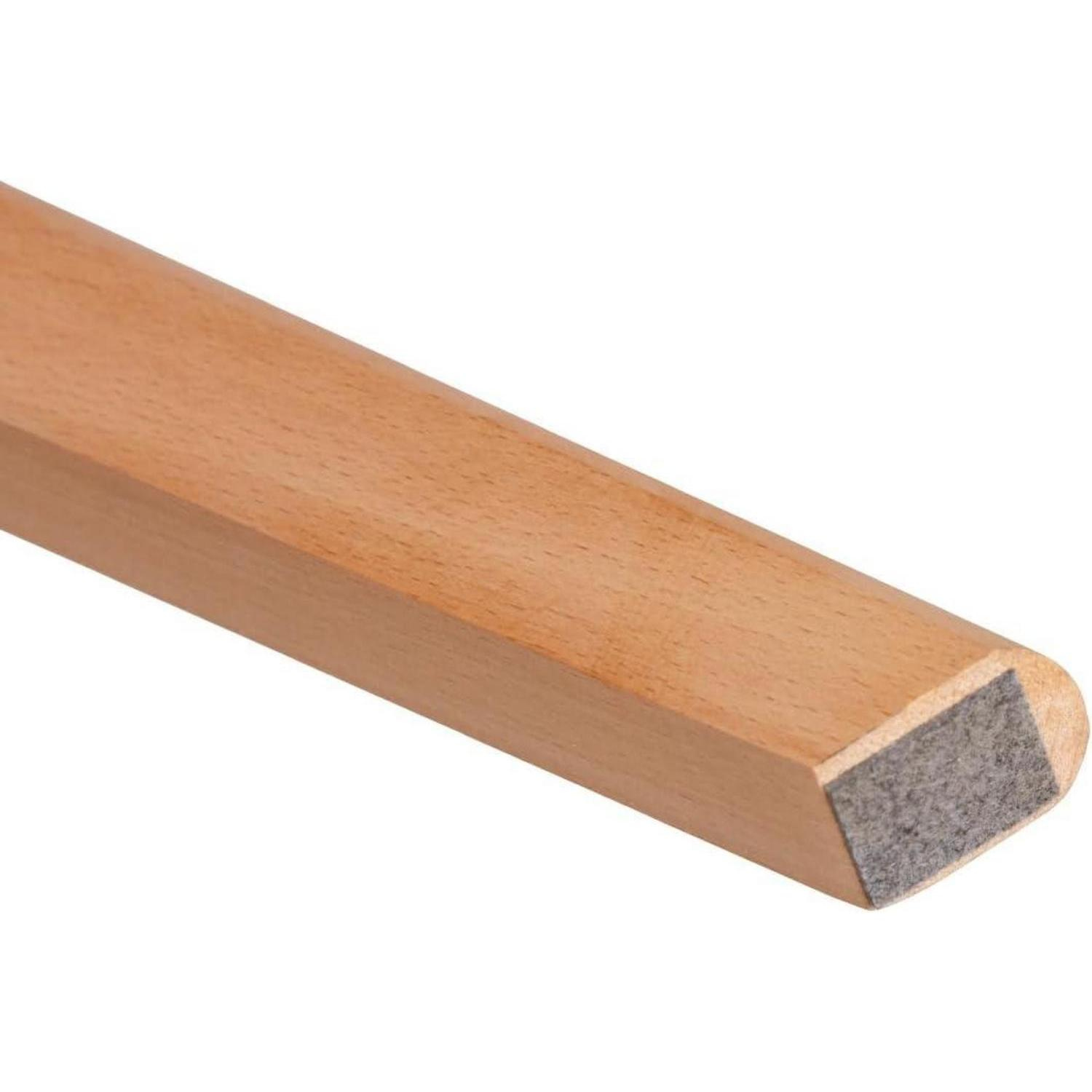 Una barra di legno con una base piatta in feltro grigio per prevenire i graffi.