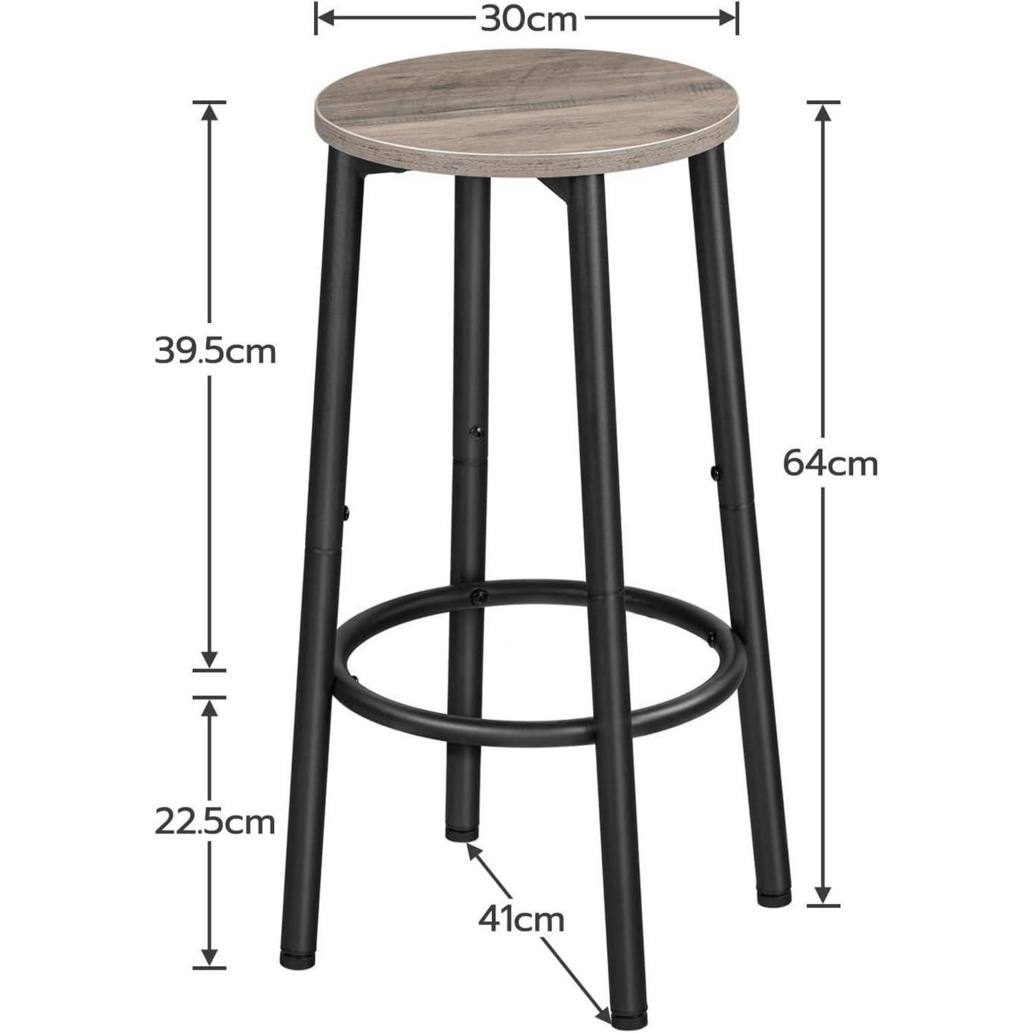 Disegno tecnico di uno sgabello da bar rotondo con dimensioni di altezza e diametro.