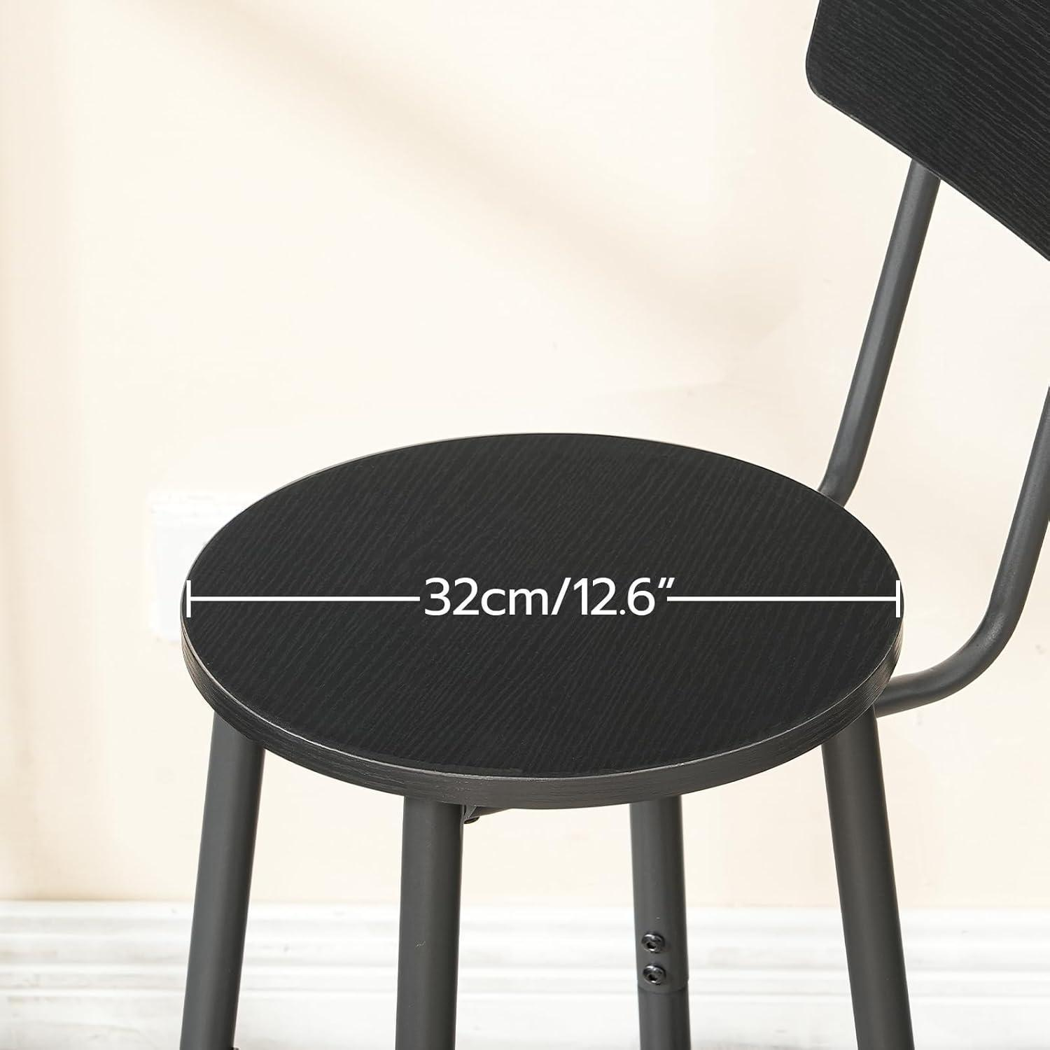 Sedia in metallo nero con seduta rotonda in legno e 32cm.