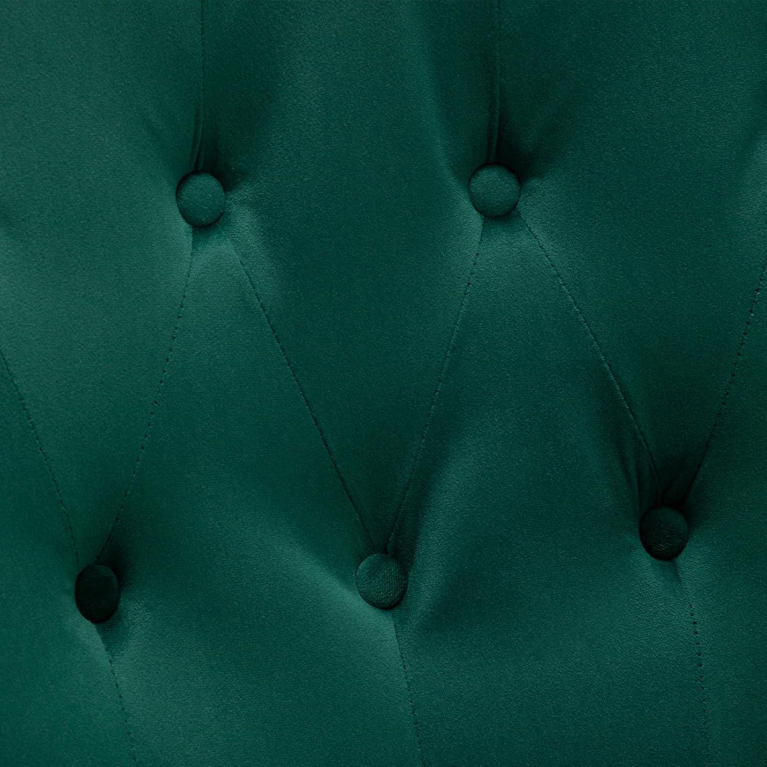 Tessuto di velluto verde scuro con trapuntatura a rombi.