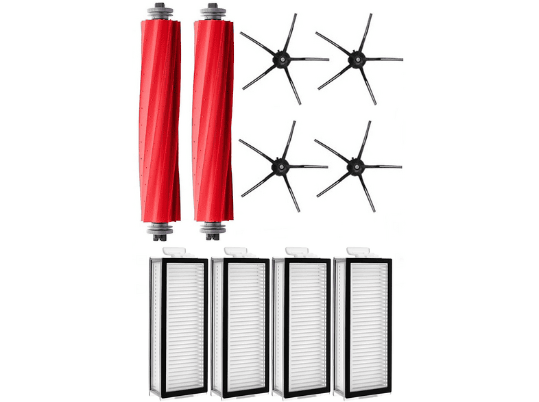 ROVEXA Roborock Q7 Max ve Q7 Max Plus Uyumlu 10 Parça Siyah Yan Fırçalı Set