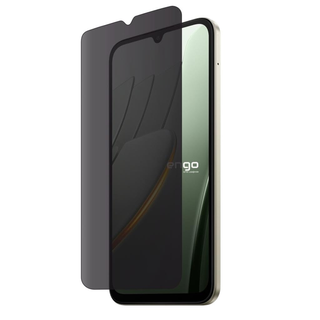Ekranın önünde koyu gri gizlilik ekran koruyucusu olan akıllı telefon.