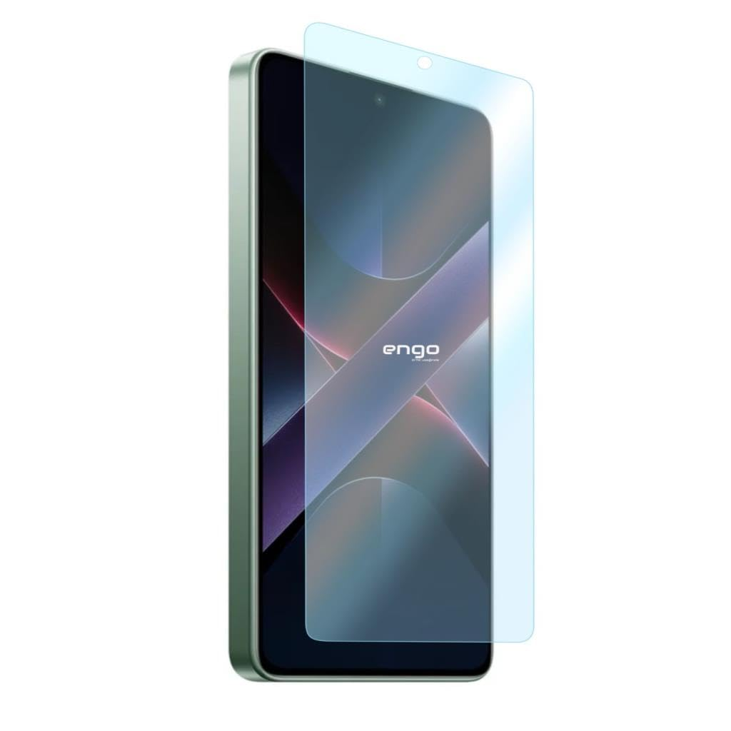 Hafifce kaldirilmis seffaf ekran koruyucu camli yesil bir akilli telefon.