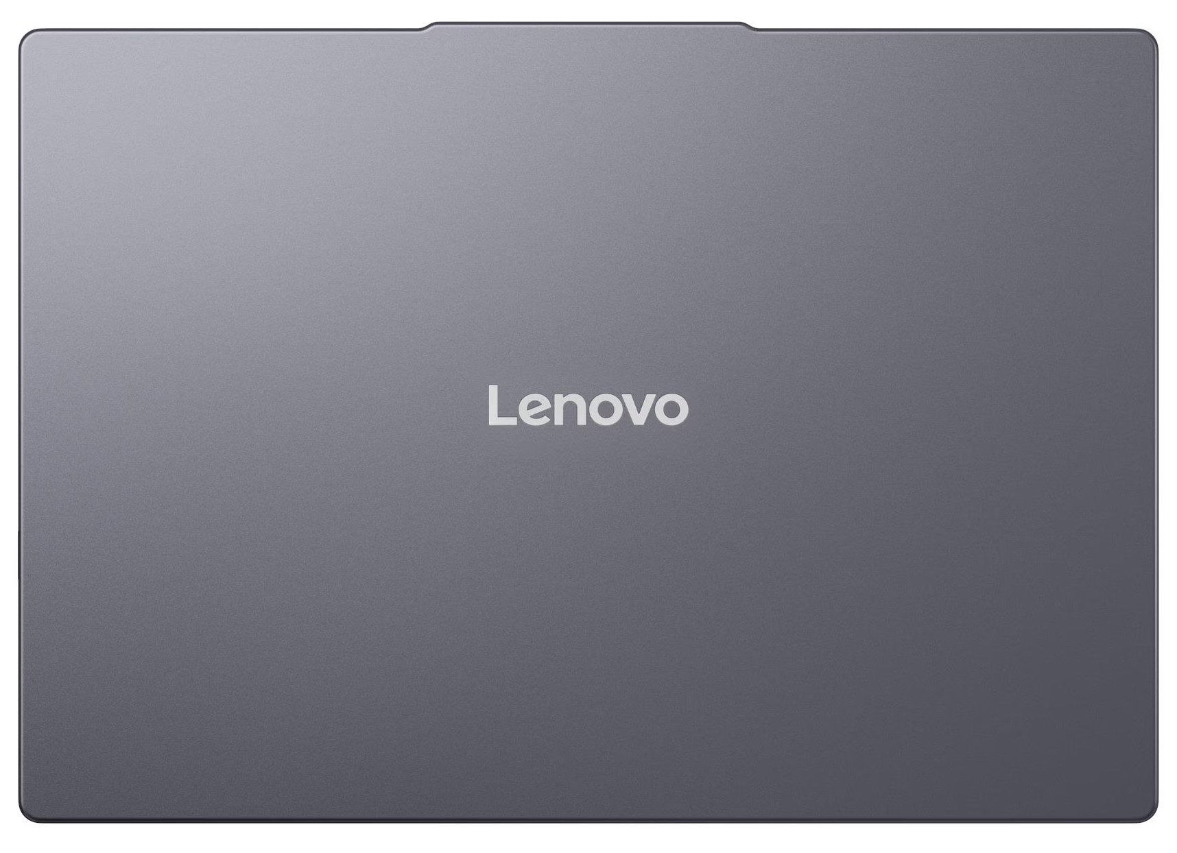 Zamknięta szara pokrywa laptopa z wyśrodkowanym logo Lenovo.