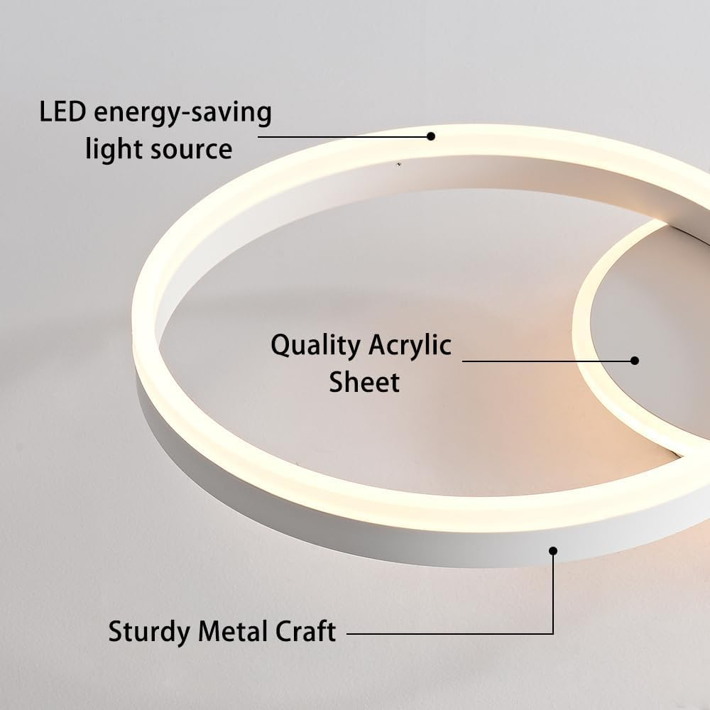 Moderne weiße Deckenlampe mit LED-Licht und Acrylblatt.