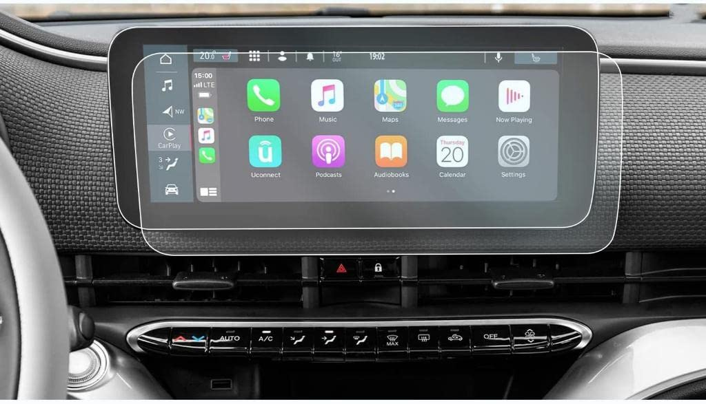 Apple CarPlay simgelerini gösteren araç bilgi-eğlence ekranı.