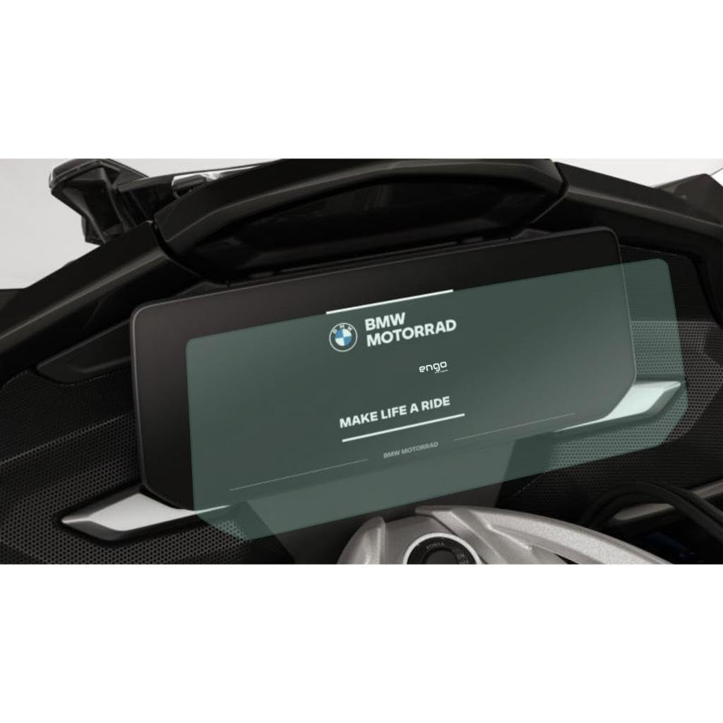 Logoyu ve MAKE LIFE A RIDE metnini gösteren bir BMW Motorrad motosiklet gösterge paneli ekranı.