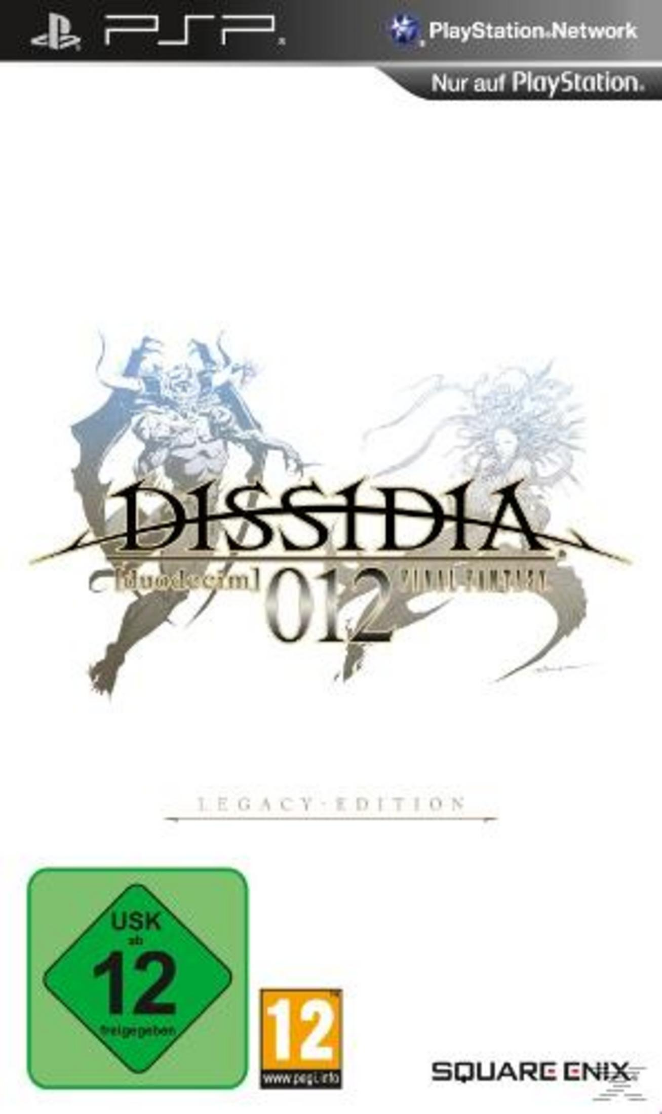 PSP-Spielcover von Dissidia 012 Final Fantasy mit USK 12 und PEGI 12 Logos.