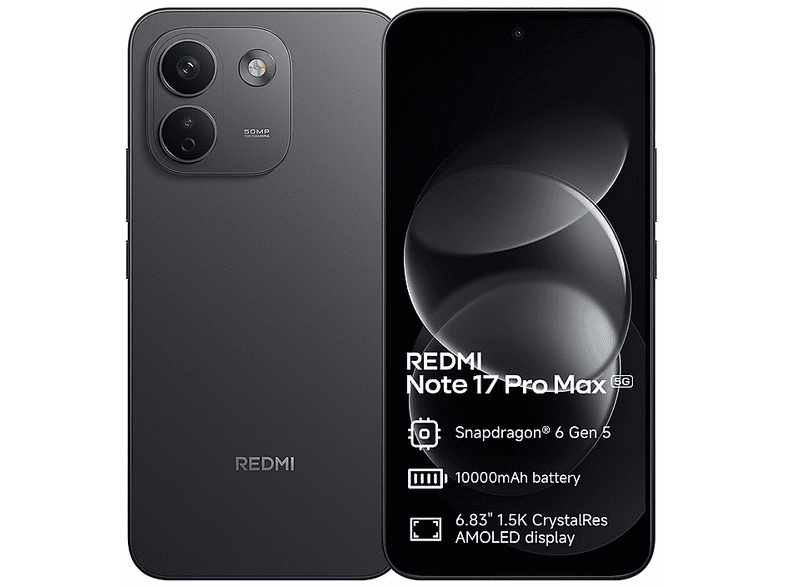 XIAOMI Redmi Note 17 Pro Max 5G 12+256 GB, 120Hz, Negro, Móvil Android ...