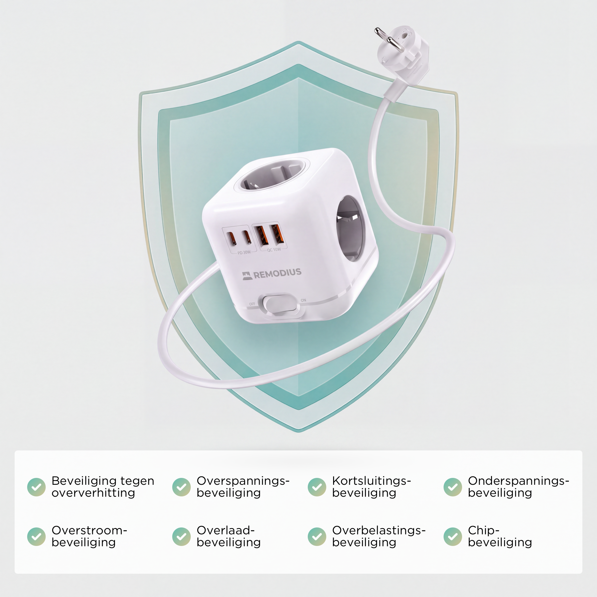 REMODIUS Power Cube mit USB-C und 4 Steckdosen Steckdosenleiste ...