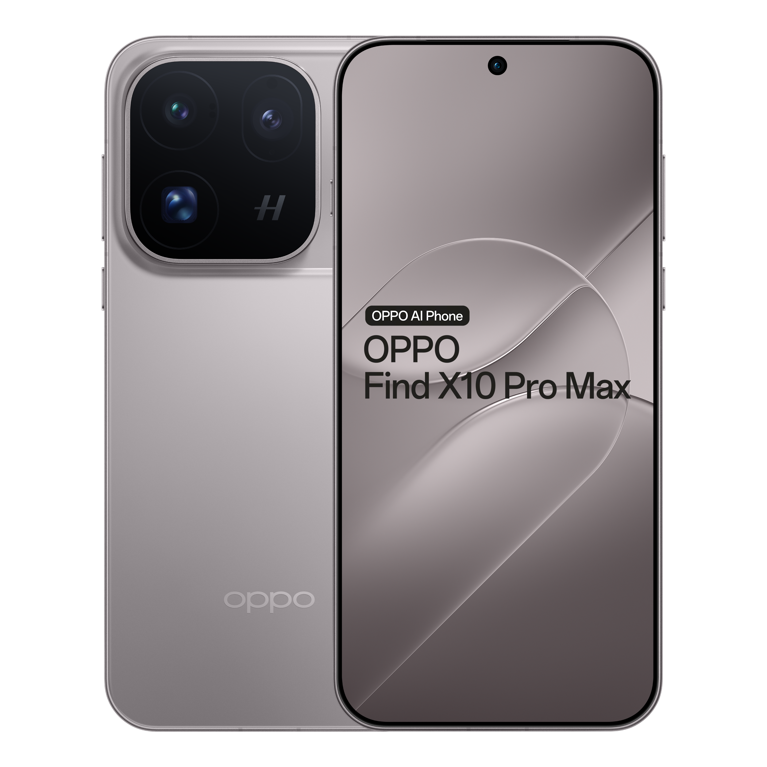 Silver Oppo Find X10 Pro Max smartphone showing front display and rear camera module.