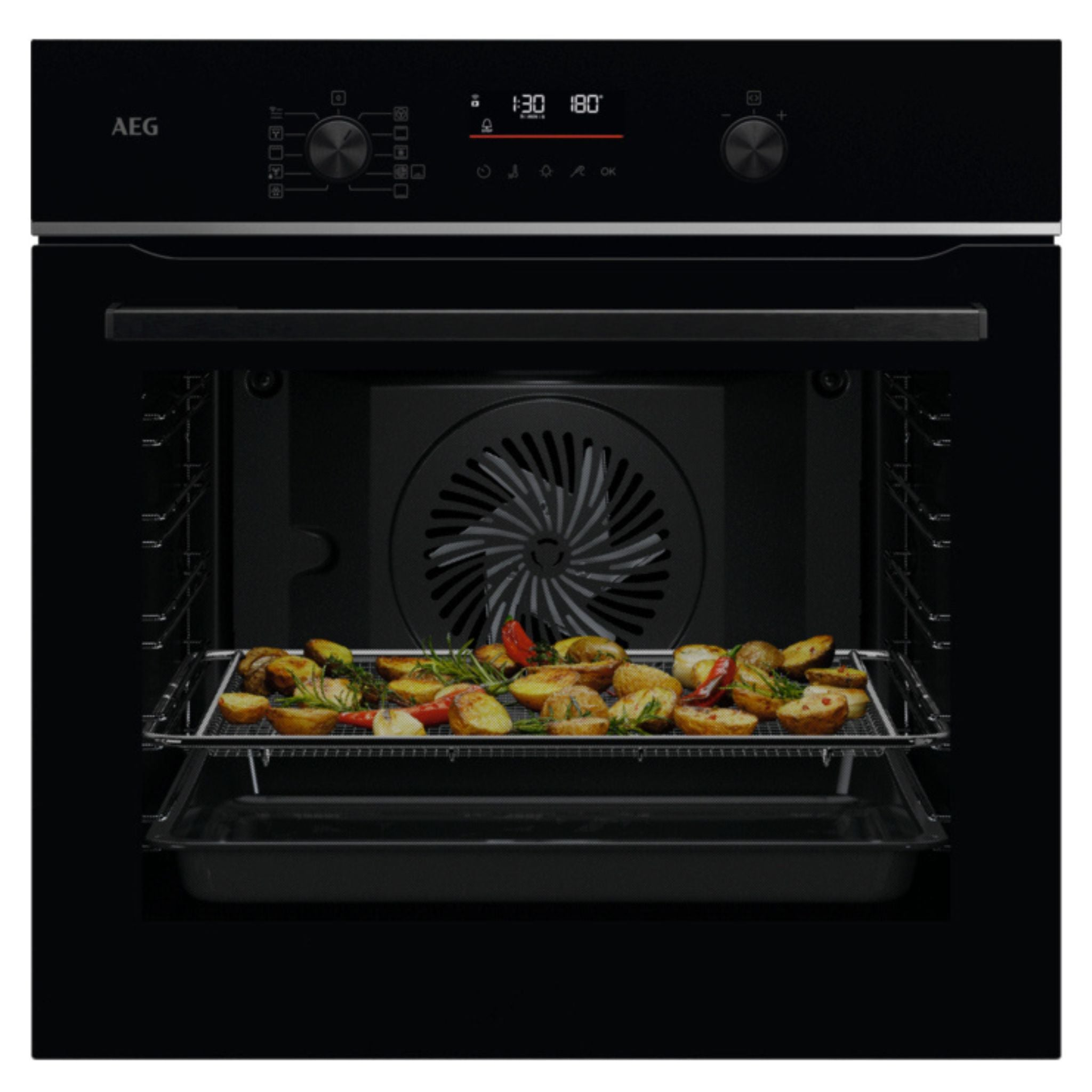 AEG SenseCook, 71 l, 3500 Watt FORNO DA INCASSO Capacità 71 l, dimensoni: L 595 mm - A 594 mm - P 567 mm, Nero, classe A+