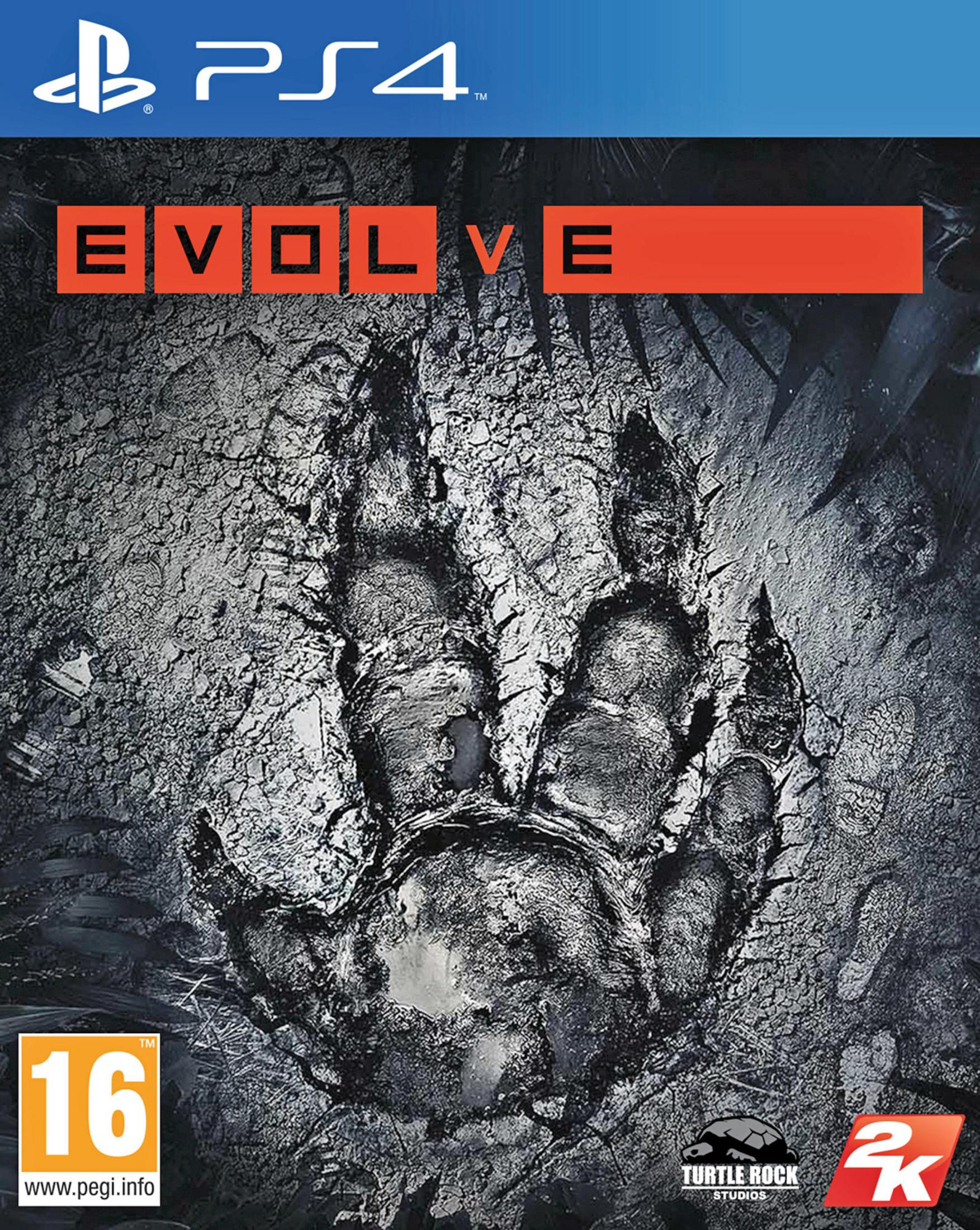 Die PS4-Videospielhülle zeigt ein riesiges dreifarbiges Monsterhand-Tatzenabdruck auf Schlamm.