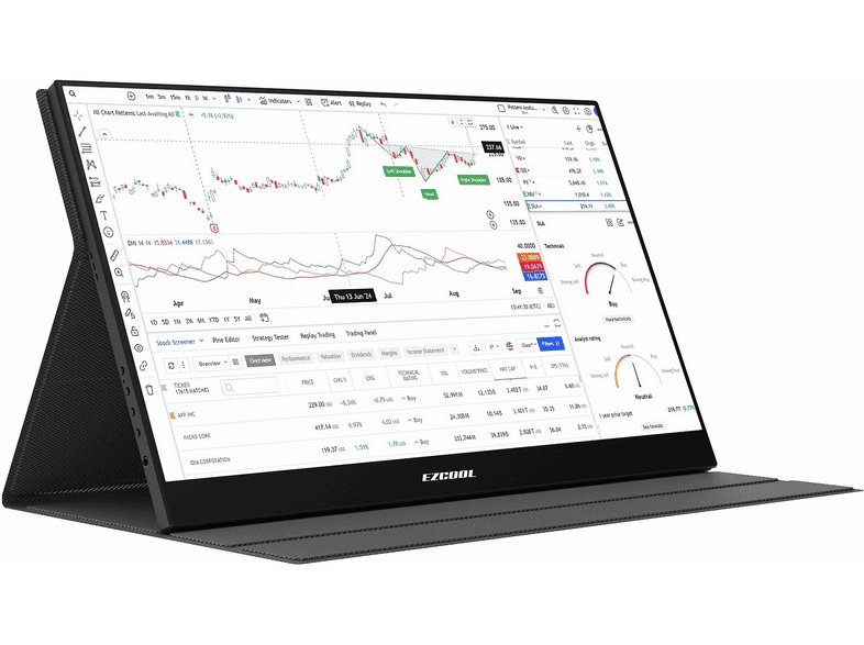 EZCOOL Lite E15T 60Hz mHDMI+USB-C HDR FreeSync IPS Pivot Taşınabilir Dokunmatik 15,6 inç Full-HD 4 ms Monitör Siyah