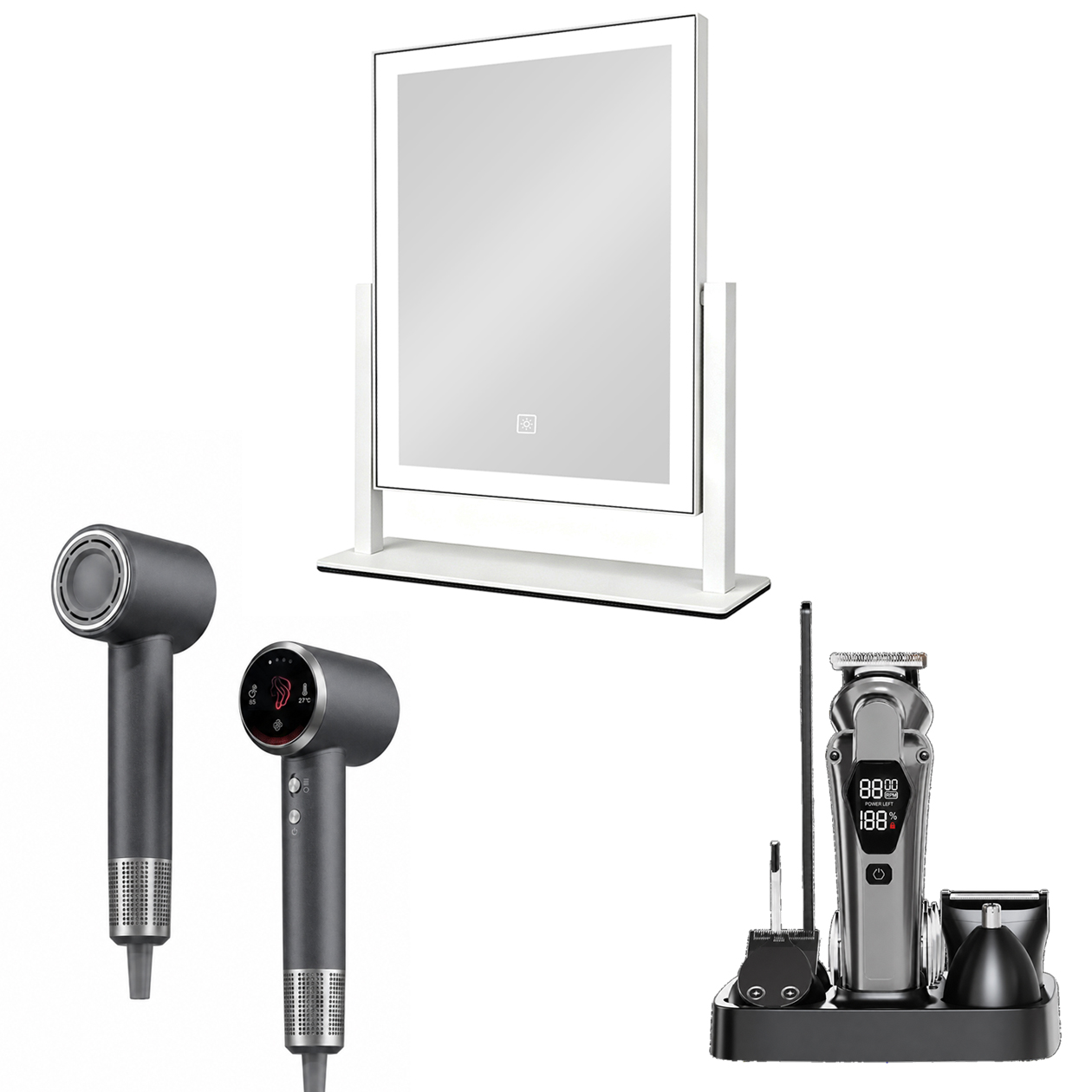 Cortapelos | KYF Pack belleza cortapelos 5 en 1 + espejo LED + secador ...