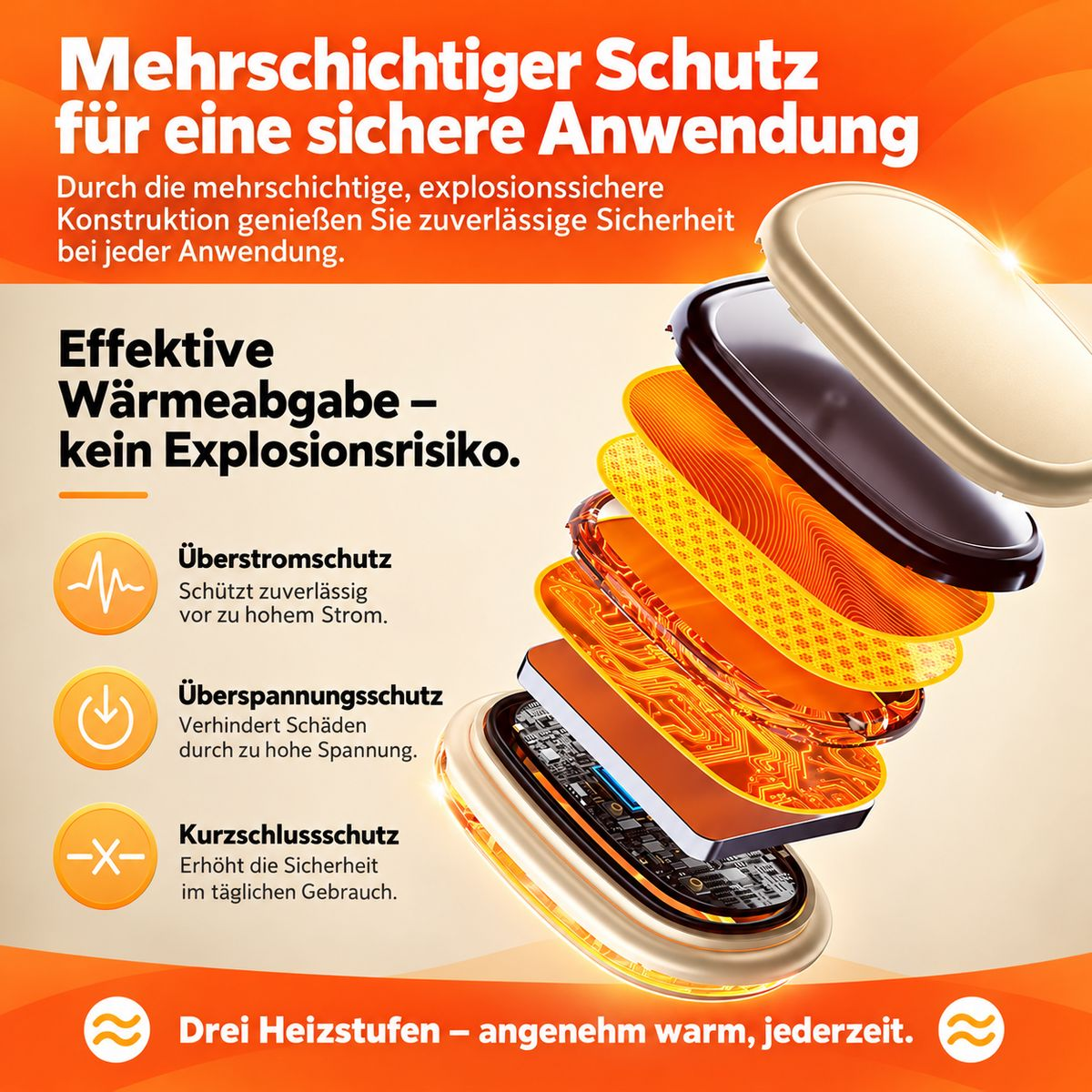 Explosionssichere Konstruktion mit mehreren Schutzschichten und Wärmedämmung.